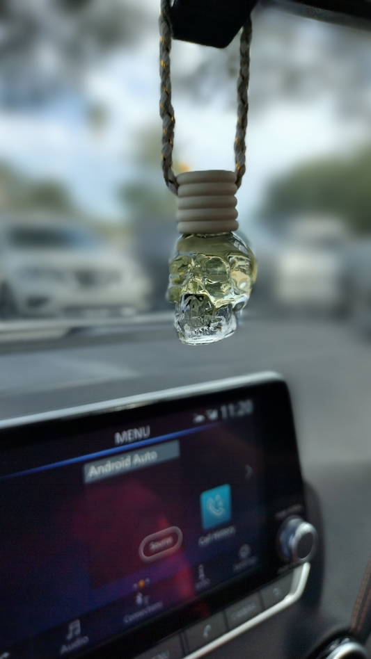 "Glass Skull Diffuser| Aromatherapy Reed Diffuser For Car Rearview Mirror"
