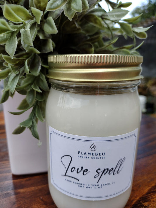 **Love Spell (Type) Candle In Mason Jar- The Ultimate Fruit and Floral Blend**